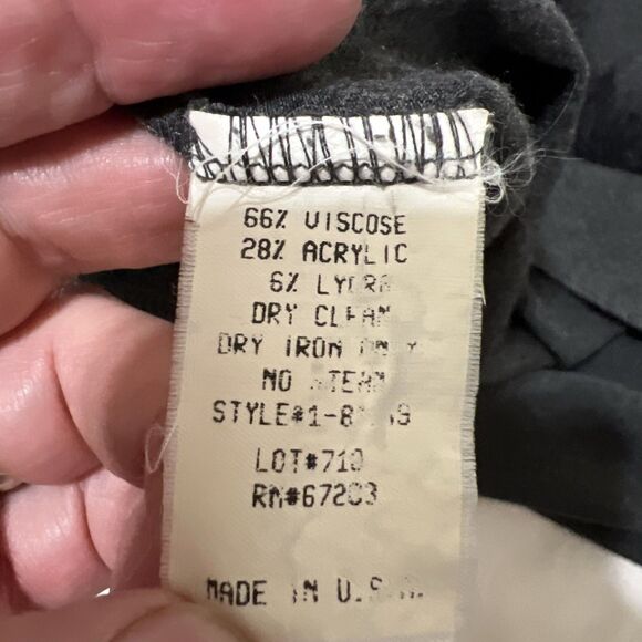 VTG USA 80s Black Feather V Neckline Gray Top Shirt Blouse Stretch 3/4 Sleeves - Picture 3 of 11